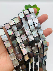 Black Mother of Pearl Beads • 8x12 mm Size • 40 cm length • AAA Quality • Natural Black Mother of Pearl Rectangle Beads