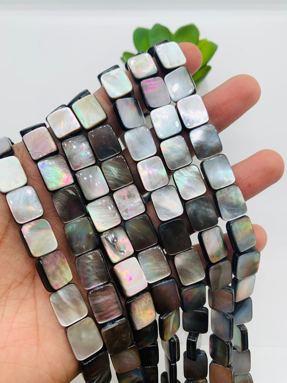 Black Mother of Pearl Beads • 8x12 mm Size • 40 cm length • AAA Quality • Natural Black Mother of Pearl Rectangle Beads