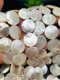 White Mother of Pearl Coin Beads • 25  mm Size • 40 cm length • AAA Quality • Natural White Mother of Pearl