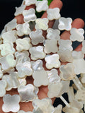 White Mother of Pearl Flower Beads • 20x20 mm Size • 40 cm length • AAA Quality • Natural White Mother of Pearl