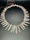 Kunzite Unusual Long Stick Beads • 14x6 to 44x10 mm size • Code #K2 • AAA Transparent Quality Length 40 cm • 100% Natural Kunzite Beads
