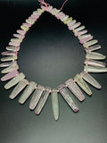 Kunzite Unusual Long Stick Beads • 16x6 to 39x11 mm size • Code #K3 • AAA Transparent Quality Length 40 cm • 100% Natural Kunzite Beads