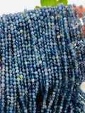 Kyanite Round Faceted Beads • 4 mm Size • AAA Quality • 40 cm Length • Natural Kyanite Faceted Round • Blue Kyanite Beads