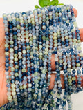 Kyanite Round Faceted Beads • 4 mm Size • AA Quality • 40 cm Length • Natural Kyanite Faceted Round • Blue Kyanite Beads