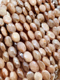 Peach Moonstone Faceted Oval Beads 8X10 mm Size • length 14 Inch • AAA Quality • Peach Moonstone Coated Oval Beads