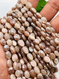 Peach Moonstone Faceted Oval Beads 8X10 mm Size • length 14 Inch • AAA Quality • Peach Moonstone Coated Oval Beads