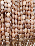 Peach Moonstone Faceted Oval Beads 8X10 mm Size • length 14 Inch • AAA Quality • Peach Moonstone Coated Oval Beads