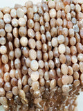 Peach Moonstone Faceted Oval Beads 8X10 mm Size • length 14 Inch • AAA Quality • Peach Moonstone Coated Oval Beads