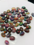 Black Opal Cabochon • 5x7 mm Size • Pack of 4 Pcs • Code B2 • AAA Quality • Natural Opal Dye Dark Red Color • Ethiopian Opal Cabs