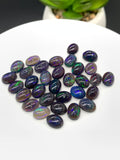 Black Opal Cabochon • 6x8 mm Size • Pack of 4 Pcs • Code B10 - AAA Quality • Natural Opal Dark Blue Treated Color • Ethiopian Opal Cabochon