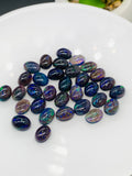 Black Opal Cabochon • 6x8 mm Size • Pack of 4 Pcs • Code B10 - AAA Quality • Natural Opal Dark Blue Treated Color • Ethiopian Opal Cabochon