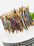 Abalone Shell Bracelet • 35x3 mm Size • Code #AB1 • AAA Quality • Length 7.5 Inch • Natural Abalone Shell Pearl • Stretch Cord