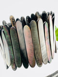 Black Black Mother Of Pearl • 38-44 X 3 mm Size • Code #T4 • AAA Quality • Length 7.5 Inch • Natural Black MOP Bracelet
