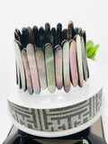 Black Black Mother Of Pearl • 38-44 X 3 mm Size • Code #T4 • AAA Quality • Length 7.5 Inch • Natural Black MOP Bracelet