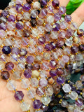 Auralite 23 Cacoxenite Amethyst Quartz • 7X8 mm Size • 40 cm Length • Natural Auralite Faceted Nugget Beads • AAA Quality