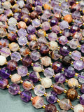 Auralite 23 Cacoxenite Amethyst Quartz • 9x10 mm Size • 40 cm Length • Natural Auralite Faceted Nugget Beads • AAA Quality