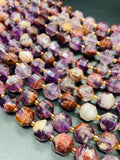 Auralite 23 Cacoxenite Amethyst Quartz • 10x12 mm Size • 40 cm Length • Natural Auralite Faceted Nugget Beads • AAA Quality