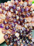 Auralite 23 Cacoxenite Amethyst Quartz • 10x12 mm Size • 40 cm Length • Natural Auralite Faceted Nugget Beads • AAA Quality