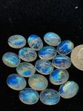 10X14MM Rainbow Moonstone Oval Cabs , Pack of 4Pcs. AAA quality cabochon. loose gemstone.