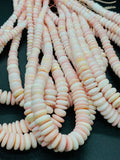 Queen Conch Shell Roundel Beads • 8 TO 20 mm/ 8-15 mm Graduate Size • Length 40 cm • AAA Quality • Natural Pink Queen Conch Shell Beads