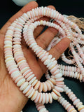 Queen Conch Shell Roundel Beads • 8 - 20MM Graduate Size • Length 40 cm • AAA Quality • Natural Pink Queen Conch Shell Beads