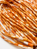Spiny Oyster Shell Tube Beads • 3x6 mm Size • 40 cm length • AAA Quality • Natural Spiny Oyster Orange/Red Color • Origin Mexico