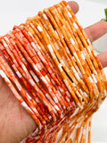 Spiny Oyster Shell Tube Beads • 3x6 mm Size • 40 cm length • AAA Quality • Natural Spiny Oyster Orange/Red Color • Origin Mexico