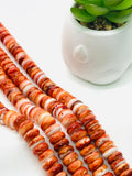 Spiny Oyster Shell Roundel Beads • 10 mm Size • 40 cm length • AAA Quality • Natural Spiny Oyster Dark Orange Color • Origin Mexico