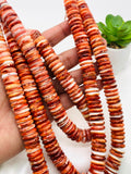 Spiny Oyster Shell Roundel Beads • 14 mm Size • 40 cm length • AAA Quality • Natural Spiny Oyster Dark Orange Color • Origin Mexico