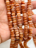 Sunstone faceted Rondelle Beads • 7mm Size • AAA Quality • 100% Natural Sunstone Faceted Roundel