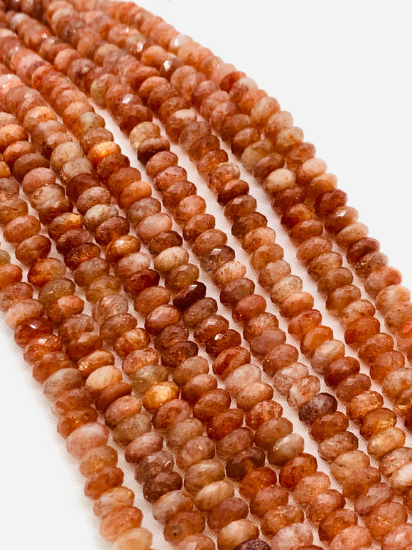 Sunstone faceted Rondelle Beads • 8mm Size • AAA Quality • 100% Natural Sunstone Faceted Roundel