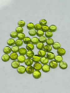 7MM Peridot Round Cabs , pack of 2 Pc. Natural Peridot cabochon, loose gemstone cab.