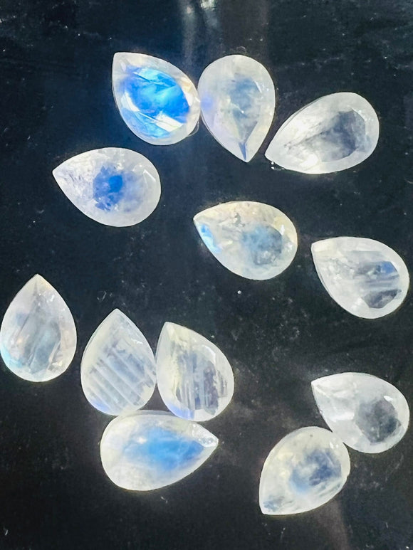 Moonstone Faceted Pear 4X6MM Cabochon AAA Quality Moonstone Faceted Cabochon- Pack of 6 Piece