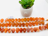 Carnelian Faceted Pear Beads • 13x18-19 mm Size • Length 8 Inch • Natural Carnalian Briolette • Total 14 beads