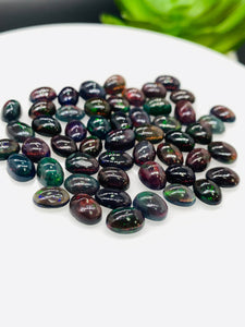 Black Opal Cabochon • 5x7 mm Size • pack of 4 Pcs • Code B3- AAA Quality • Natural Opal Dark Blue Treated Color • Ethiopian Opal Cabochon