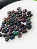 Black Opal Cabochon • 5x7 mm Size • pack of 4 Pcs • Code B3- AAA Quality • Natural Opal Dark Blue Treated Color • Ethiopian Opal Cabochon