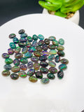 Black Opal Cabochon • 5x7 mm Size • pack of 4 Pcs • Code B5- AAA Quality • Natural Opal Dark Green Treated Color • Ethiopian Opal Cabochon