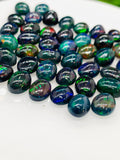 Black Opal Cabochon • 7x9 mm Size • Pack of 2 Pcs • Code B14 - AAAA Quality • Natural Opal Dark Green Treated Color • Ethiopian Opal Cabs