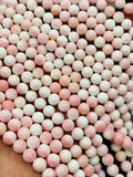 Queen Conch Shell Round Beads • 6 mm Size • Length 40 cm • AAA Quality • Natural Pink Queen Conch Shell Beads
