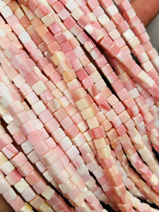 Queen Conch Shell Square Beads • 3 / 4 mm Size • Length 40 cm • AAA Quality • Natural Pink Queen Conch Shell Beads