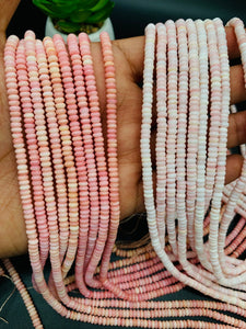 Queen Conch Shell Roundel Beads • 4 mm Size • Length 40 cm • AAA Quality • Natural Pink Queen Conch Shell Beads