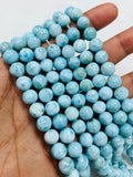 Larimar Round Beads • 8 /10 mm Size • 4A Quality • Blue Color • Natural Larimar •Top Quality Length 40 cm - Larimar Beads