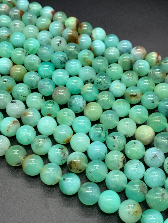 Chrysoprase Round Beads • 10 mm Size • Code #03 •  AAAA quality • Nice Green Color  • Natural Chrysoprase beads • Origin Australia