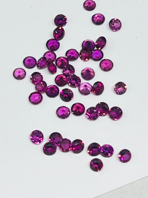 3MM Rhodolite Garnet Round Faceted  ,Pack of 8 pcs - Rhodolite Garnet Cut Cabochon - Garnet Loose Stone -AAA Quality Stones , Purple Garnet