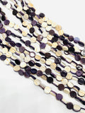 Wampum Quahog Shell Coin Beads • 6 mm Size • 40 cm length • AAA Quality • Natural Wampum Shell • Purple Color • Origin East Coast USA