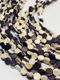 Wampum Quahog Shell Coin Beads • 6 mm Size • 40 cm length • AAA Quality • Natural Wampum Shell • Purple Color • Origin East Coast USA