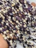Wampum Quahog Shell Coin Beads • 6 mm Size • 40 cm length • AAA Quality • Natural Wampum Shell • Purple Color • Origin East Coast USA