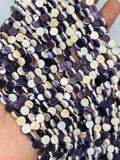 Wampum Quahog Shell Coin Beads • 12 mm Size • 40 cm length • AAA Quality • Natural Wampum Shell • Purple Color • Origin East Coast USA