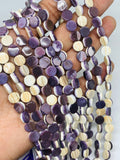 Wampum Quahog Shell Coin Beads • 8 mm Size • 40 cm length • AAA Quality • Natural Wampum Shell • Purple Color • Origin East Coast USA