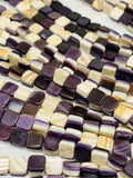 Wampum Quahog Shell Square Beads • 6 mm Size • 40 cm length • AAA Quality • Natural Wampum Shell • Purple Color • Origin East Coast USA